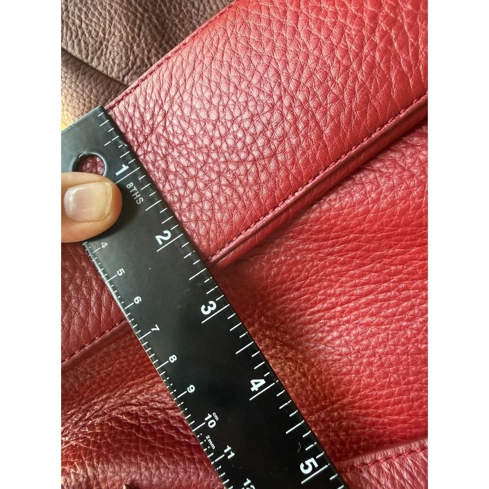 Red Pebbled Leather Convertible Shoulder Bag Crossbody Handbag